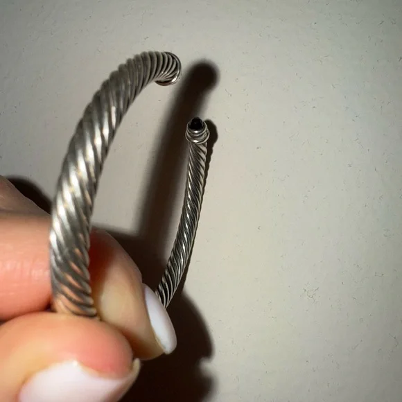 David Yurman Cable Bracelet Sterling Silver with Black Onyx and Diamonds, 4mm - Picture 4 of 5